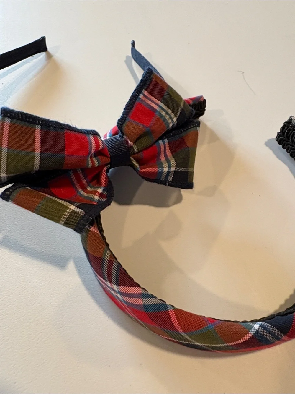 (2) Plaid Bow Headband - Red & Green